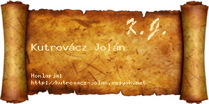 Kutrovácz Jolán névjegykártya